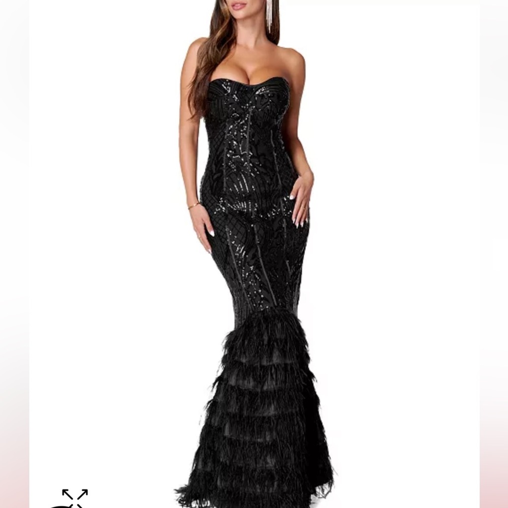 Sequins feather evening gown